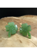 Boucles d'Oreilles Trèfle en Jade - 2175