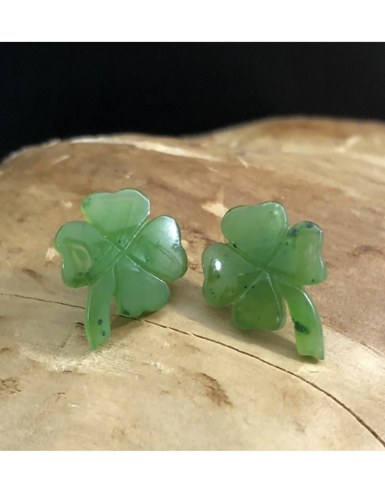 Boucles d'Oreilles Trèfle en Jade - 2175