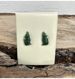 Jade Wolf Stud Earrings