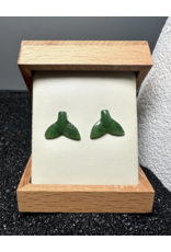 Jade Whale Tail Stud Earrings - 3083