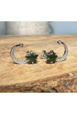Boucles d'Oreilles Étoiles et Lune en Jade - 6543