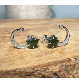 Boucles d'Oreilles Étoiles et Lune en Jade