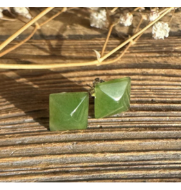 Boucles d'Oreilles Pyramide en Jade