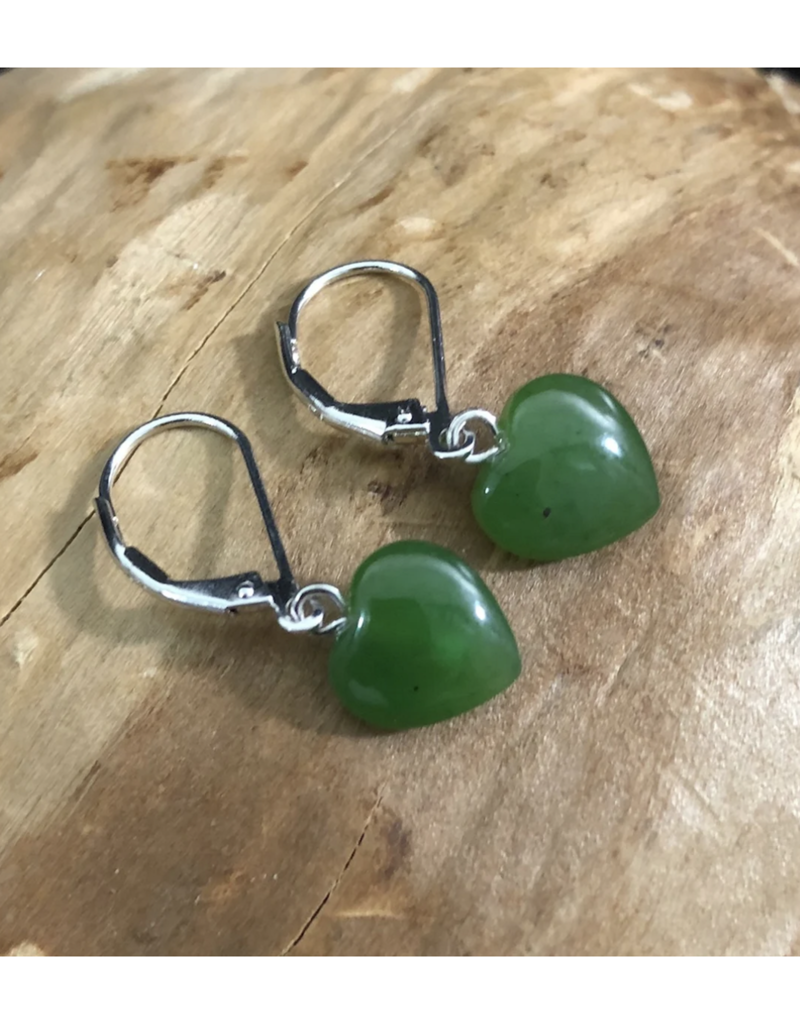 Jade Dangle Heart Earrings - 2509