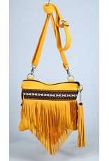 Stephy Deer Hide Fringe Purse - Gold