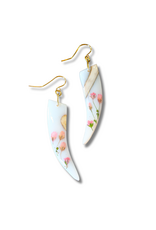 Kunik Earrings - Tusk with Pink Flowers