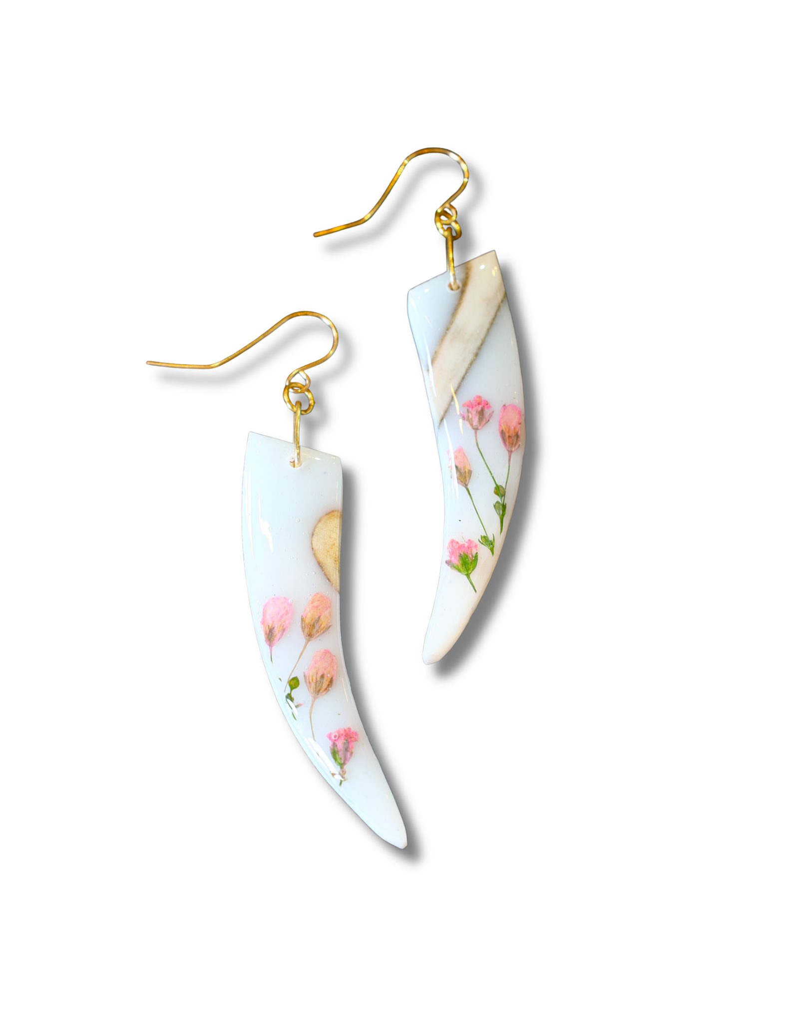 Kunik Boucles d'oreilles - Défense avec des fleurs roses