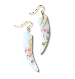 Kunik Earrings - Tusk with Pink Flowers