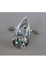 Teardrop Raven Ring with Emerald by Hollie Bear - HBR9