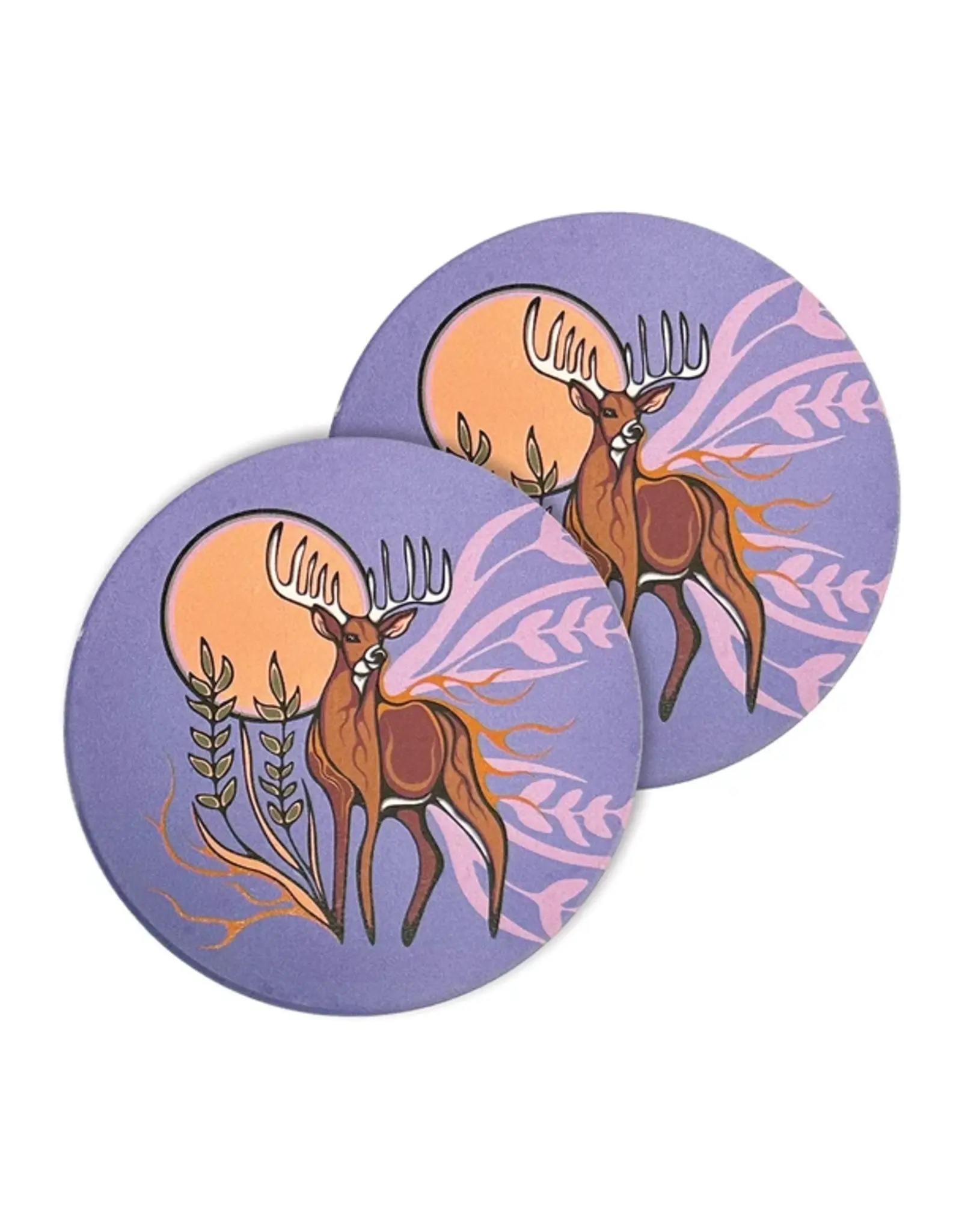 Ceramic Coasters (Set of 2) - Deer (Waawaashkeshi by Storm Angeconeb (CCO27)