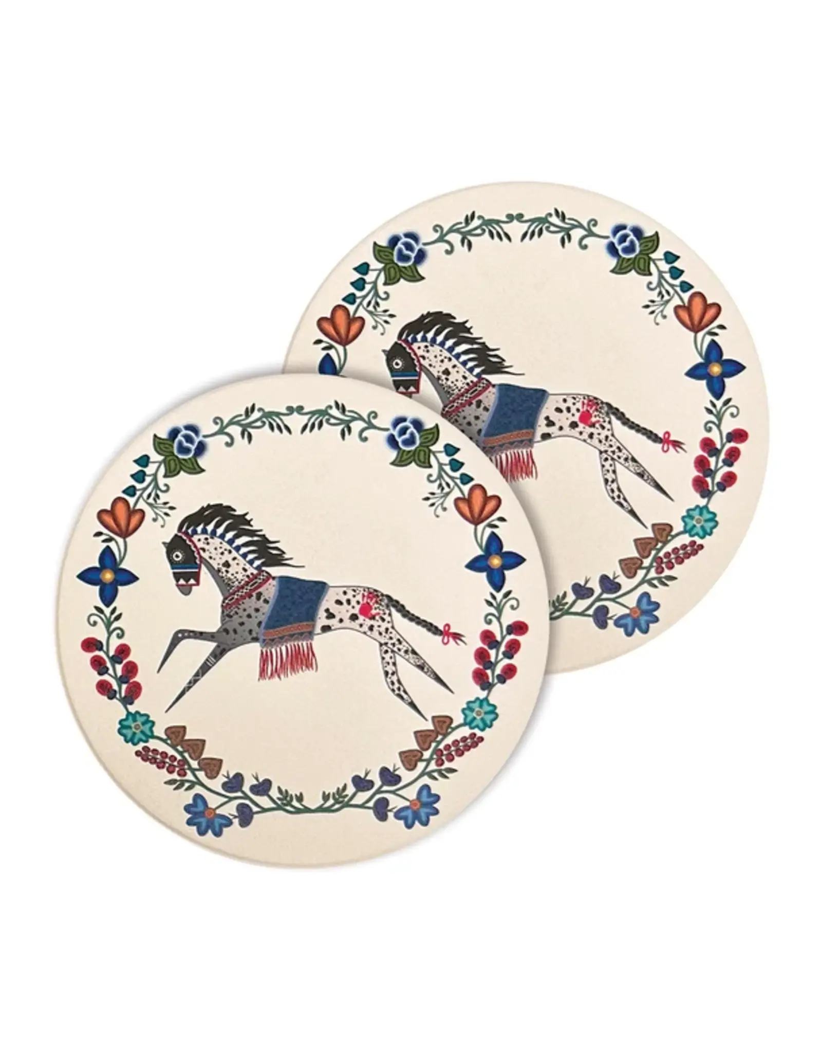 Ceramic Coasters (Set of 2) - Horse (Gidagiza Mishtadim) by Emilie Mckinney
