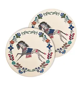 Ceramic Coasters (Set of 2) - Horse (Gidagiza Mishtadim) by Emilie Mckinney