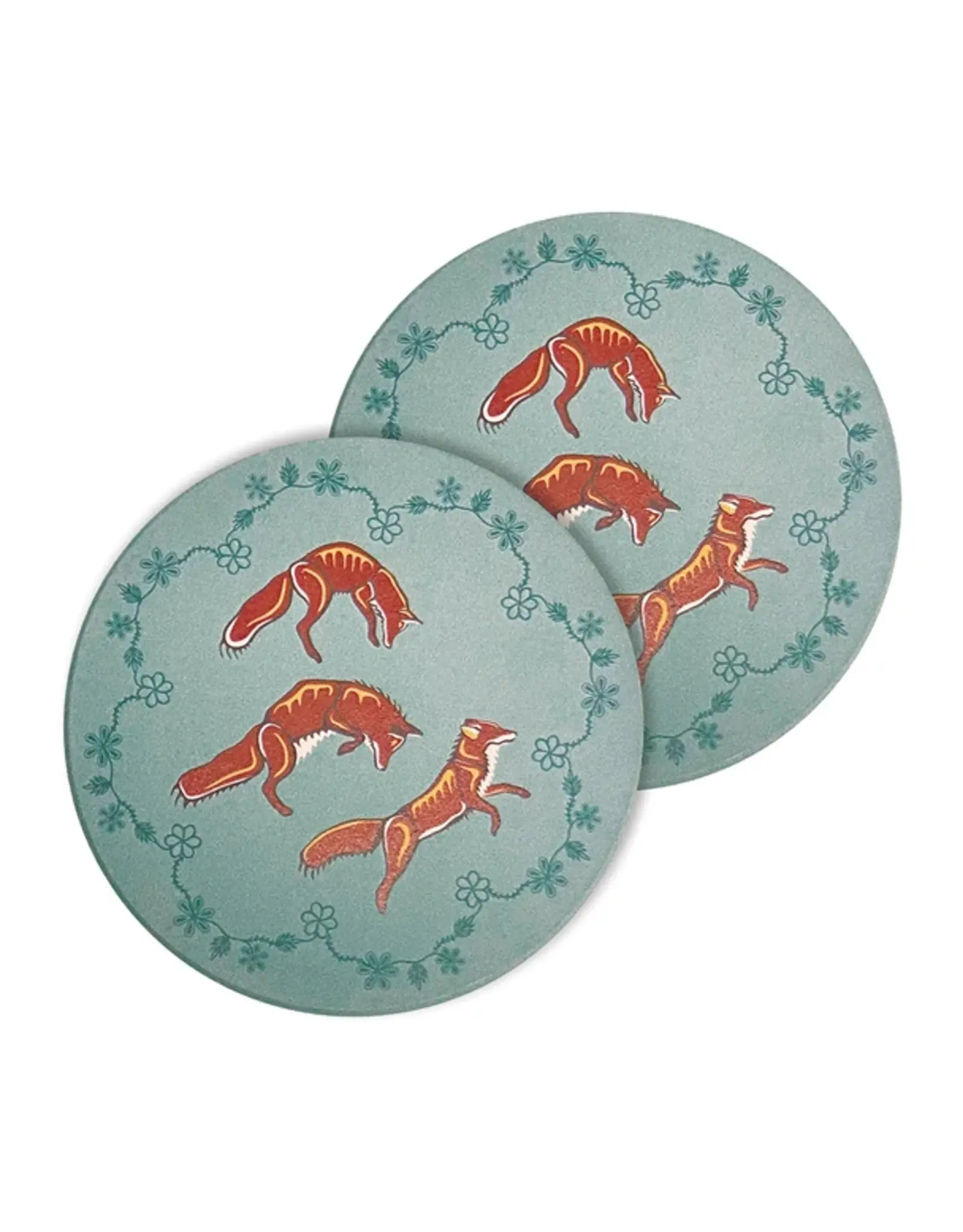 Ceramic Coasters (Set of 2) - Foxes (Wagooshna) by Storm Angeconeb (CCO23)