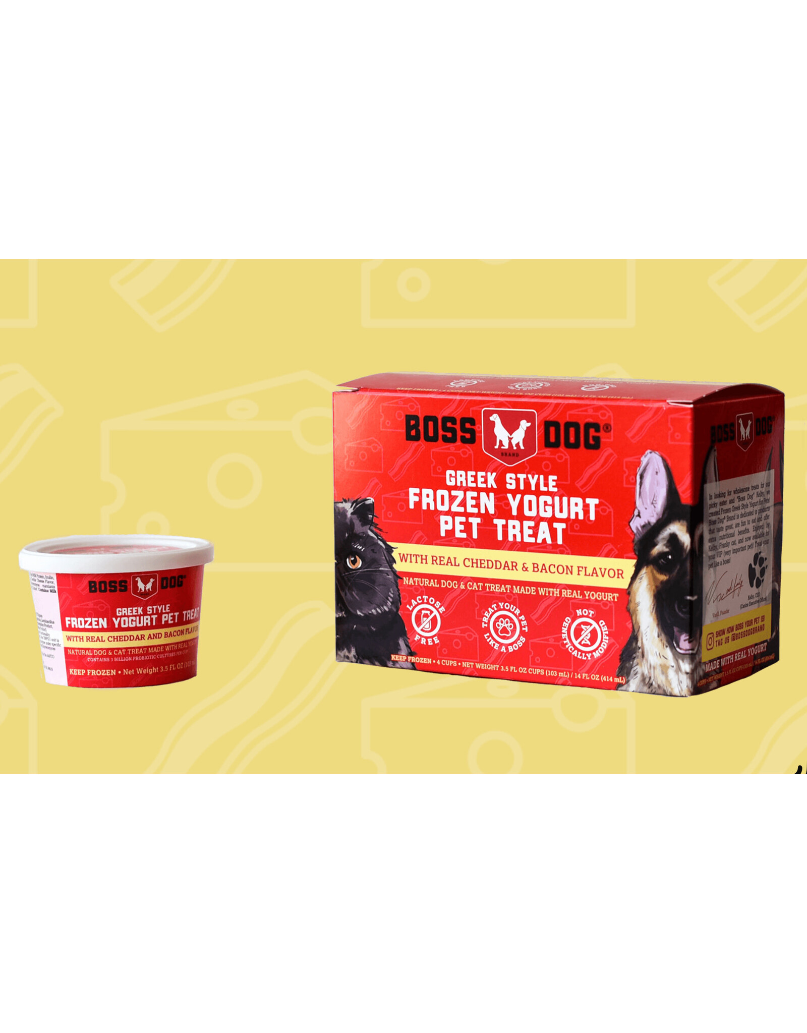 BOSSDOG BOSSDOG FROZEN YOGURT CHEDDAR/BACON 14OZ