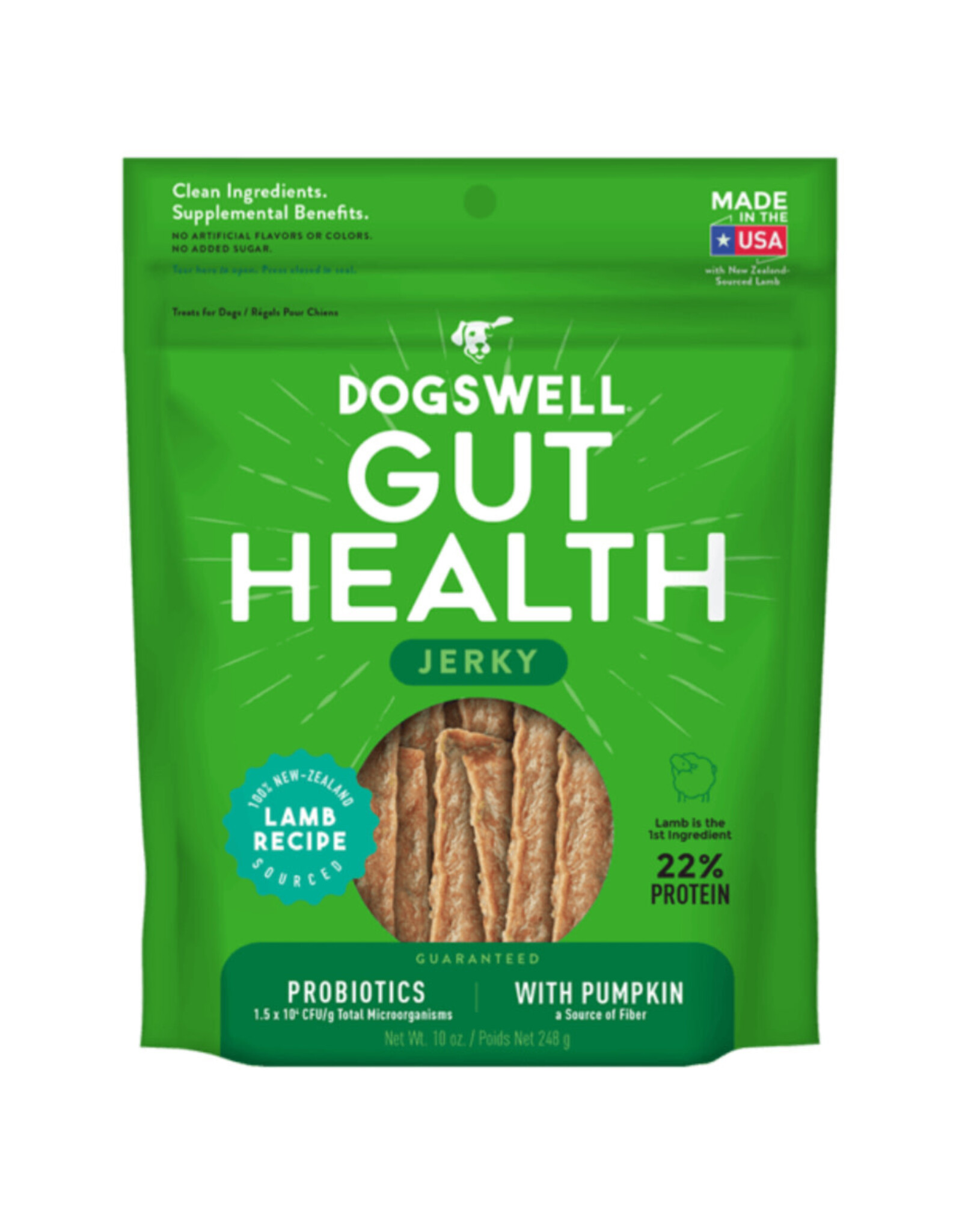 DOGSWELL DOGSWELL GUT HEALTH JERKY LAMB 10 OZ