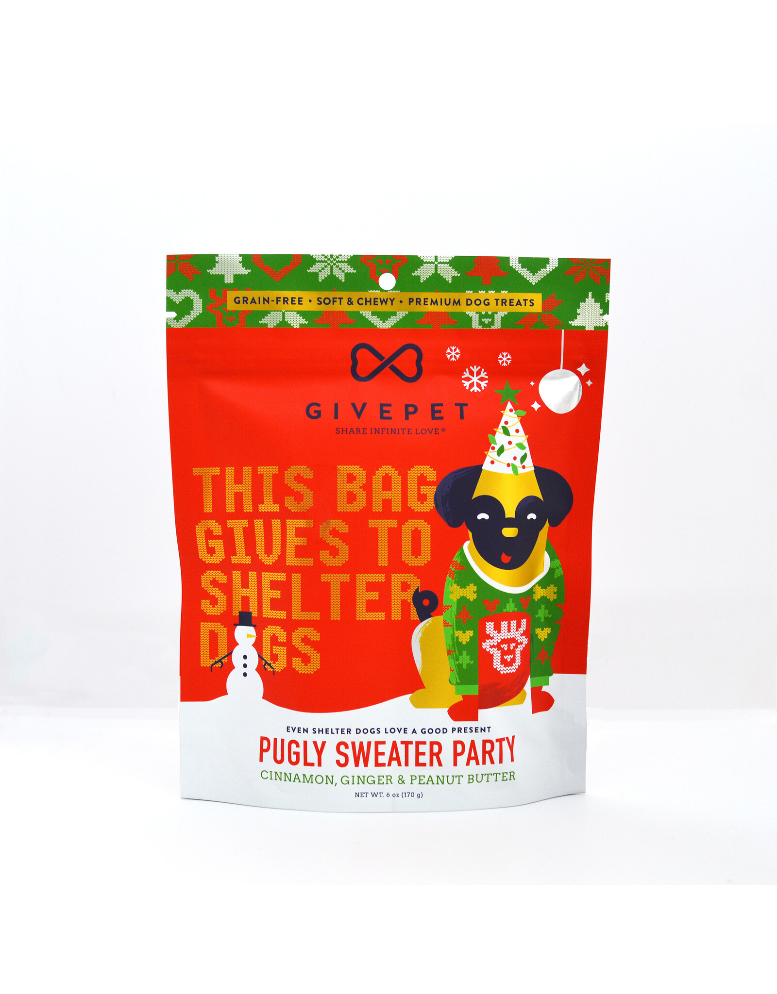 GIVEPET GIVEPET PUGLY SWEATER PARTY SOFT TRAINING TREATS 6 OZ DOG