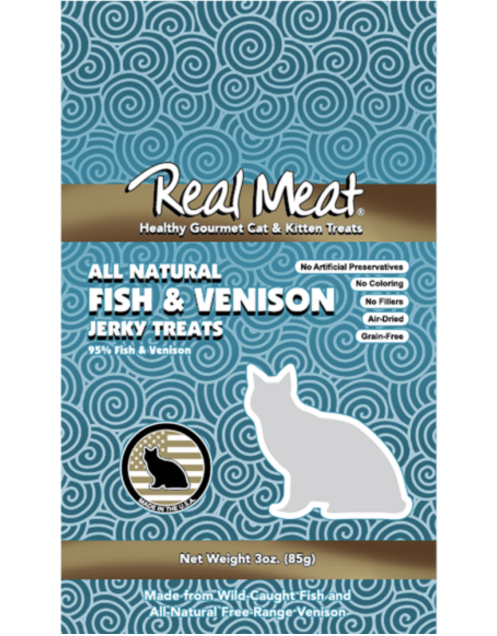 REAL MEAT TREATS REAL MEAT CO. CAT FISH & VENISON TREAT 3OZ