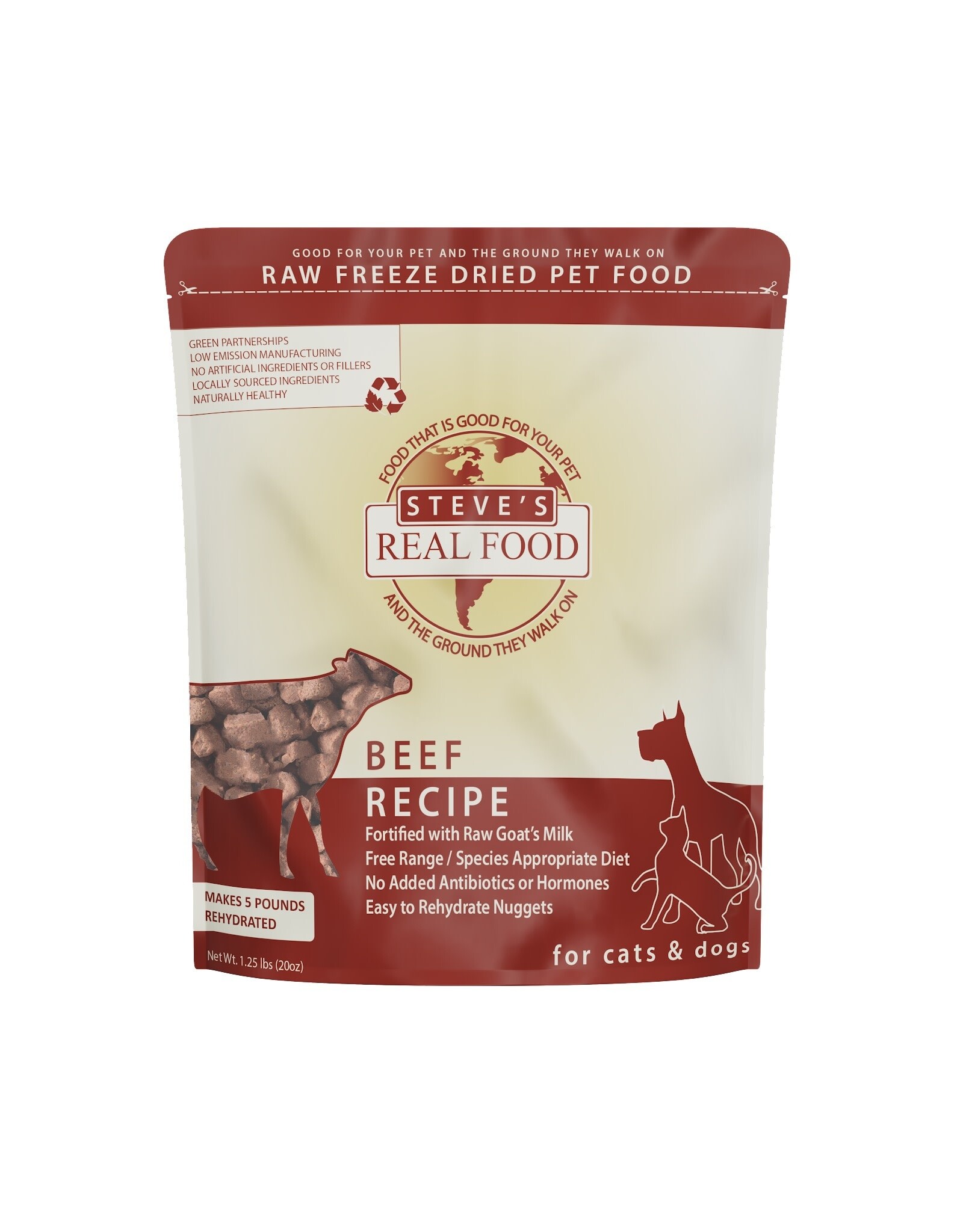 STEVES REAL FOOD STEVES FREEZE DRIED NUGGETS BEEF 1.25#