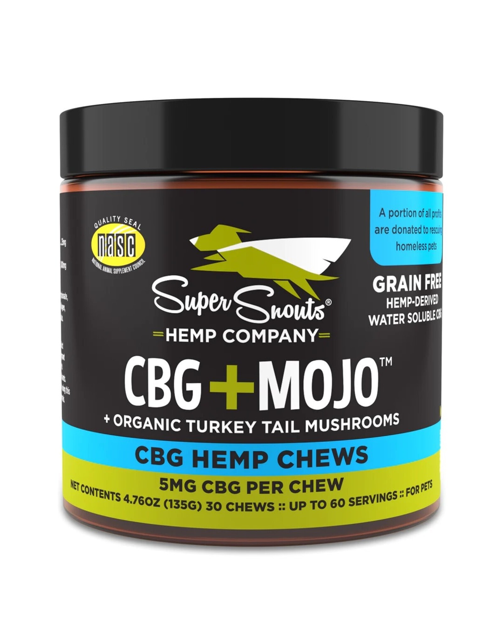 SUPER SNOUTS HEMP CO. SUPER SNOUTS CBG + TURKEY TAIL MUSHROOM CHEW 30CT