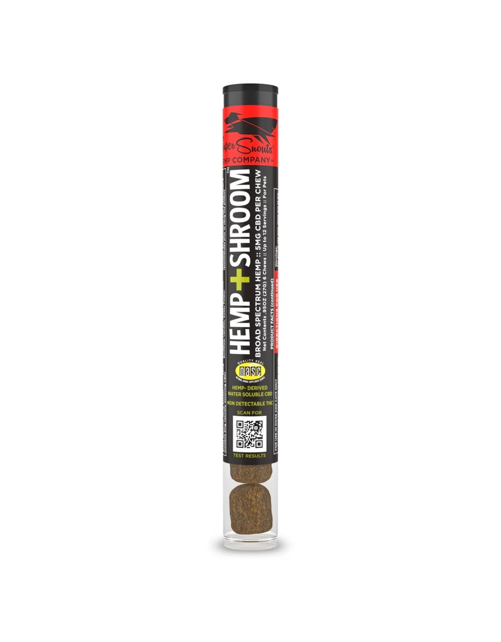 SUPER SNOUTS HEMP CO. SUPER SNOUTS IMMUNE SUPPORT HEMP + SHROOM CBD CHEWS 5 MG 6CT