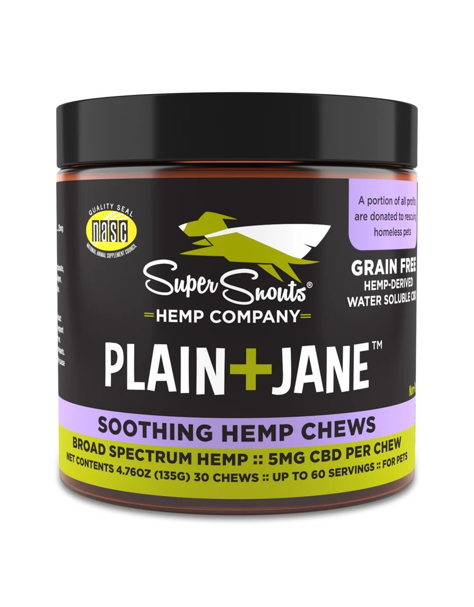 SUPER SNOUTS HEMP CO. SUPER SNOUTS PLAIN JANE HEMP CHEWS 30 CT