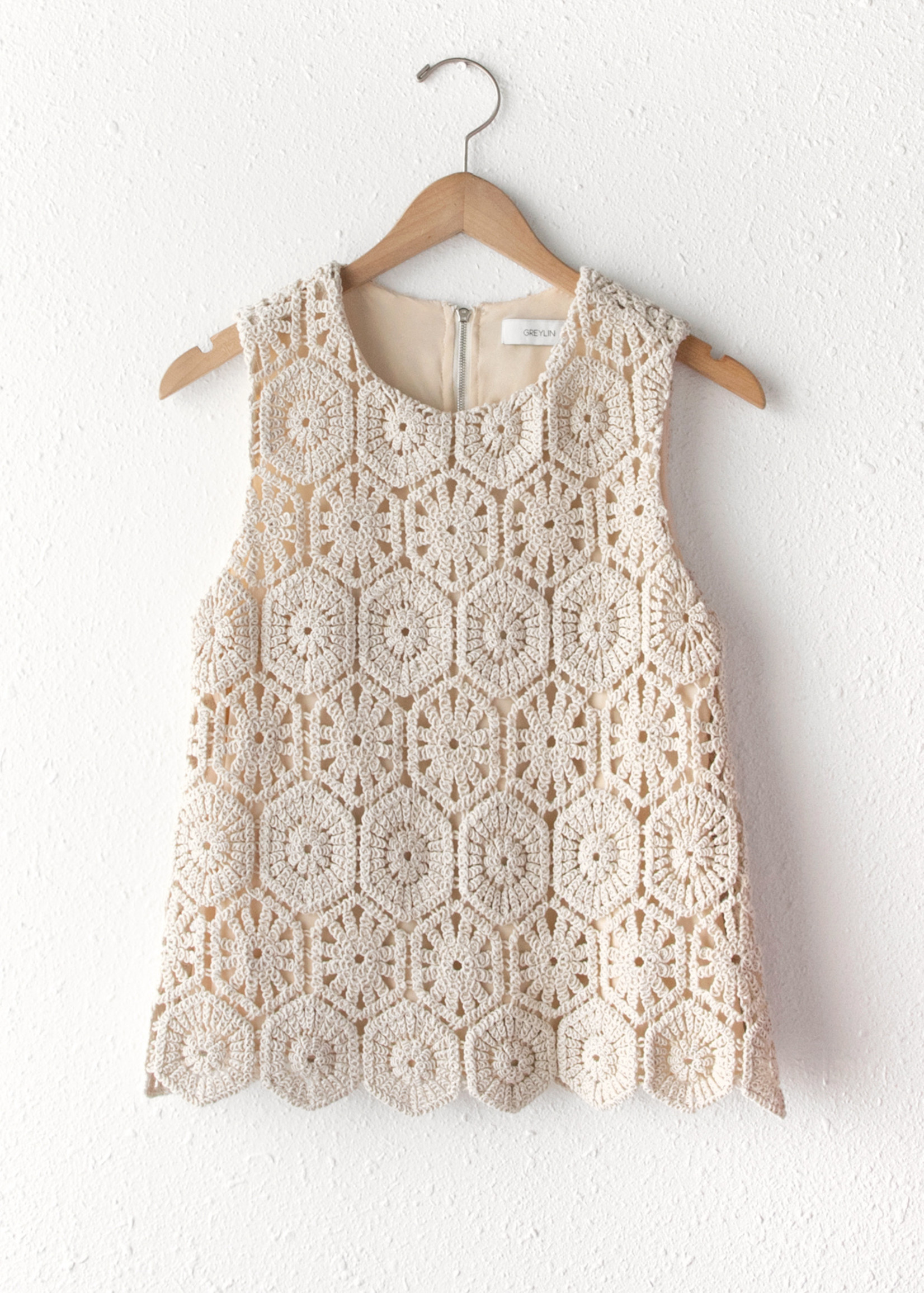 GREYLIN Eliana Crochet Shell Top -