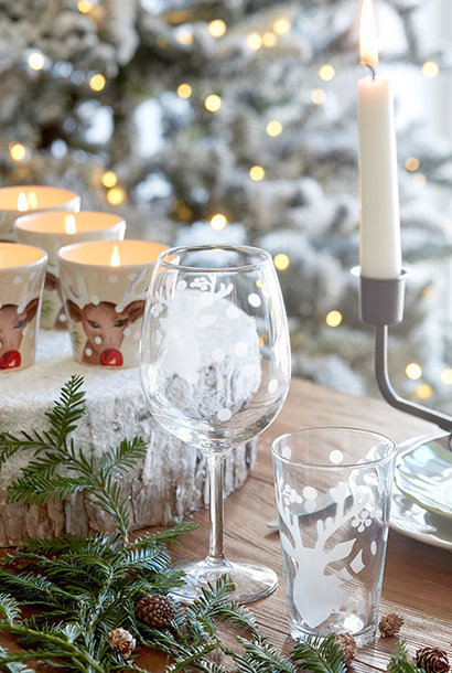 Holiday Glassware | The Deer Friends, Snowflake, & Polka Dot Collection