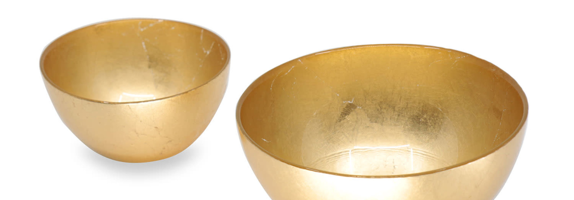 New Orleans | The  Glass Collection, Round Foil Leafing Bowl,  Gold - 4.5 Inch x 4.5 Inch x 2 Inch