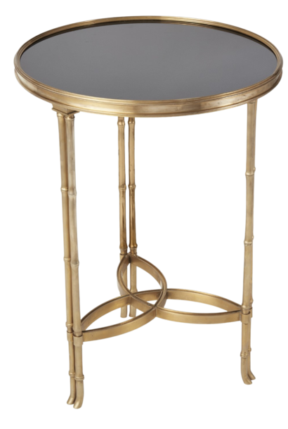 Double Bamboo Leg  | The Accent Table Collection, Brass & Black Granite - 20.5 Inch x 20.5 Inch x 27.5 Inch