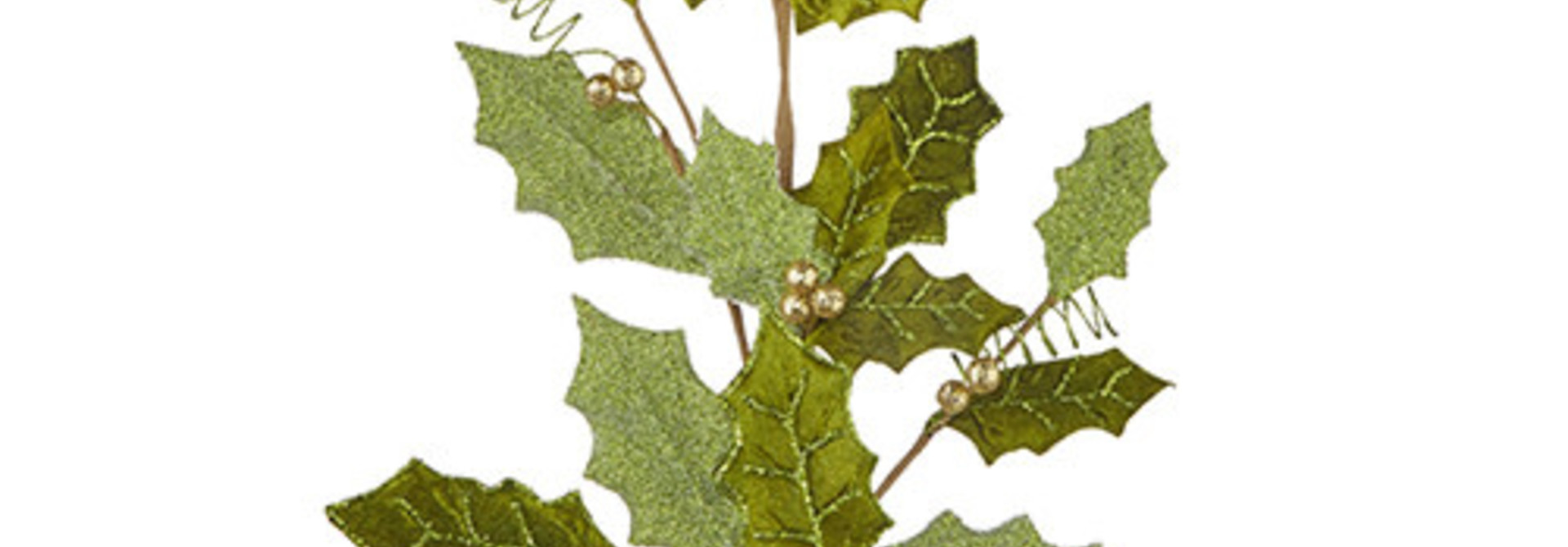 Iced Holly | The Holiday Floral Collection, Evergreen & Gold - 4 inch x 1.5 Inch x 29 Inch