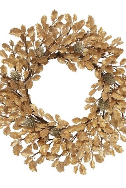 Holly | The Holiday Wreath Collection, Gold - 22 Inch x 22 Inch