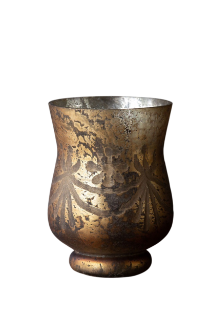 Antique Etched Hurricane | The Candle Holder Collection, 4.25 Inch x 4.25 Inch x 6 Inch