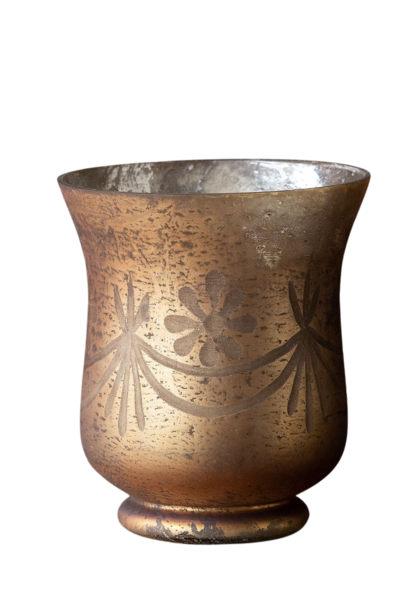Antique Etched Hurricane | The Candle Holder Collection, 6.5 Inch x 6.5 Inch x 7.75 Inch