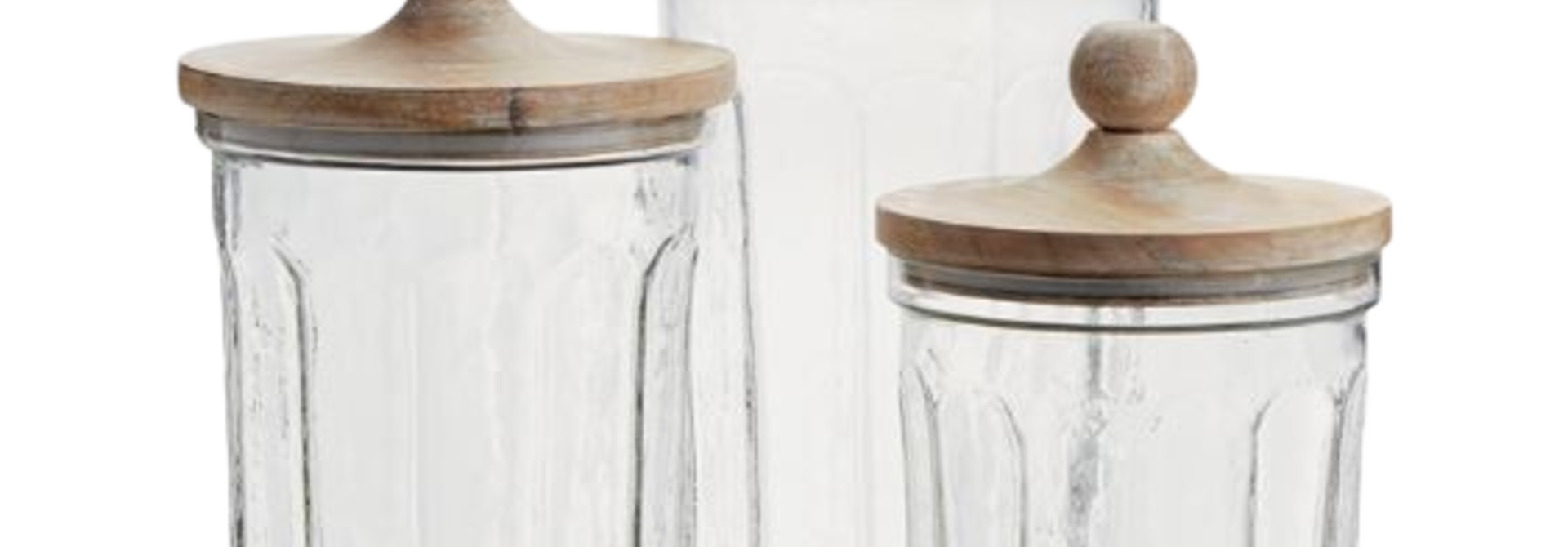 Olive Hill | The Canister Collection, Clear & Wood - 7 Inch x 7 Inch x 11 Inch