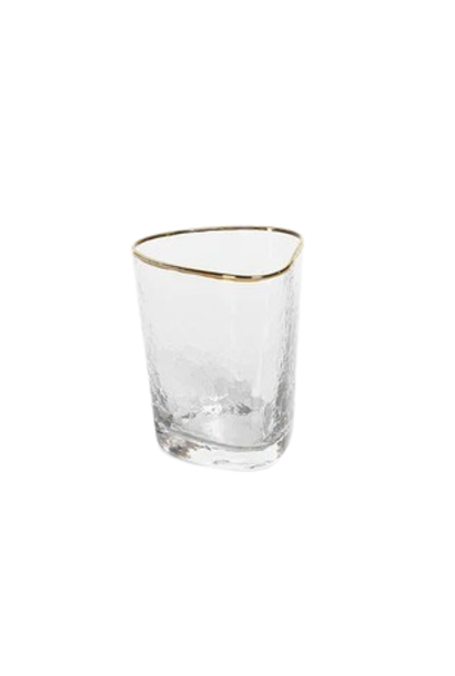 Double Old Fashioned | The Aperitivo Triangular Glass Collection, Gold Rim - 6oz