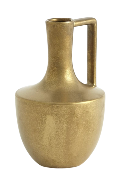 Handle Vase | The Accessory Collection, Gold - 10.25 Inch x 7 Inch x  x 7 Inch