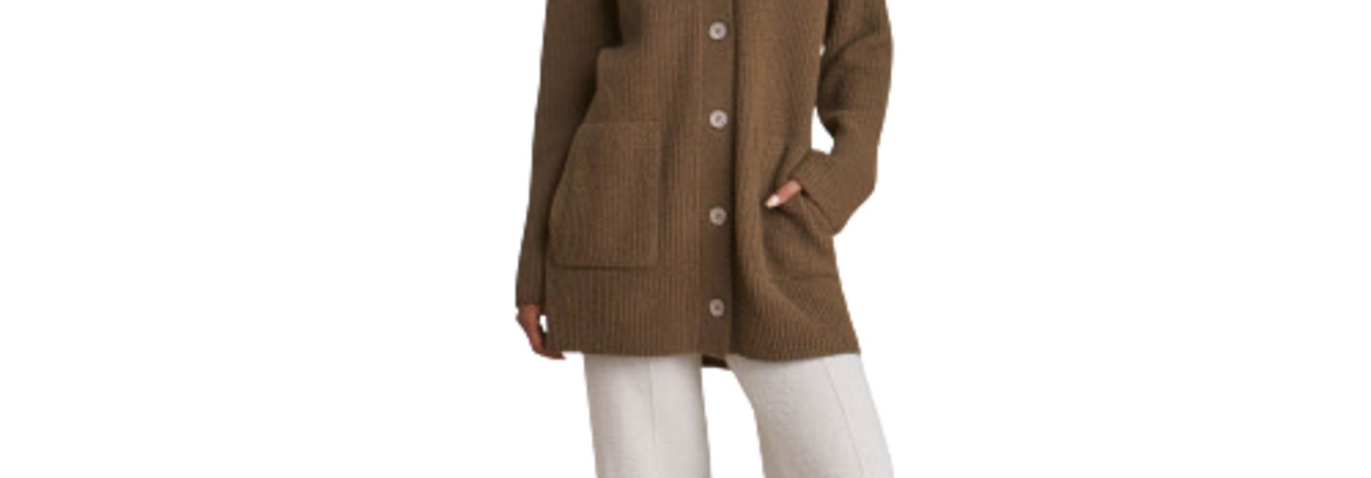 Cozychic | The Button up Hooded Coat, Thyme -