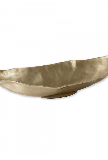 Sierra Modern  | The Maia Bowl Collection, Medium Long Oval Bowl, Gold -  18 Inch x 7.5 Inch x 3.5 Inch