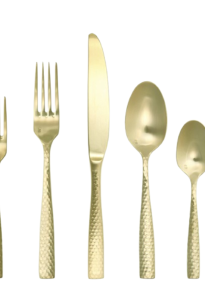 Five-Piece Place Setting | The Signature Flatware Collection, Lucca Facetted Gold