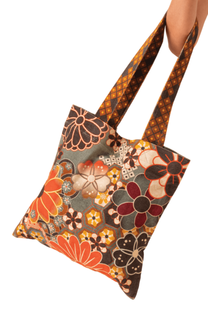 70s Kaleidoscope Floral | The Women's Velvet Tote Bag, Sage - One Size