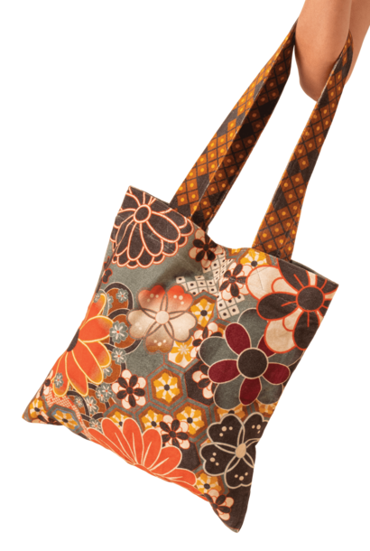 70s Kaleidoscope Floral | The Women's Velvet Tote Bag, Sage - One Size