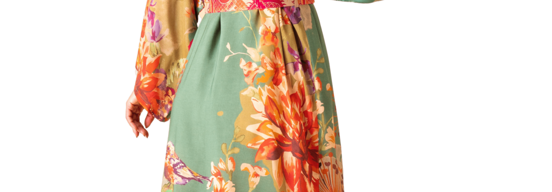 Birds & Blooms | The Kimono Gown Collection, Sage - One Size