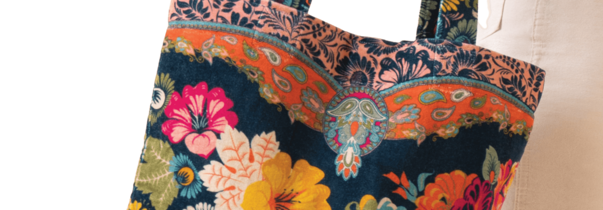 Vintage Floral | The Women's Velvet Tote Bag, Ink - One Size