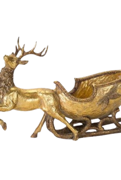 Over the River & Through the Woods | The Holiday Sleigh Collection, Gilded Gold - 19 Inch x 11 Inch