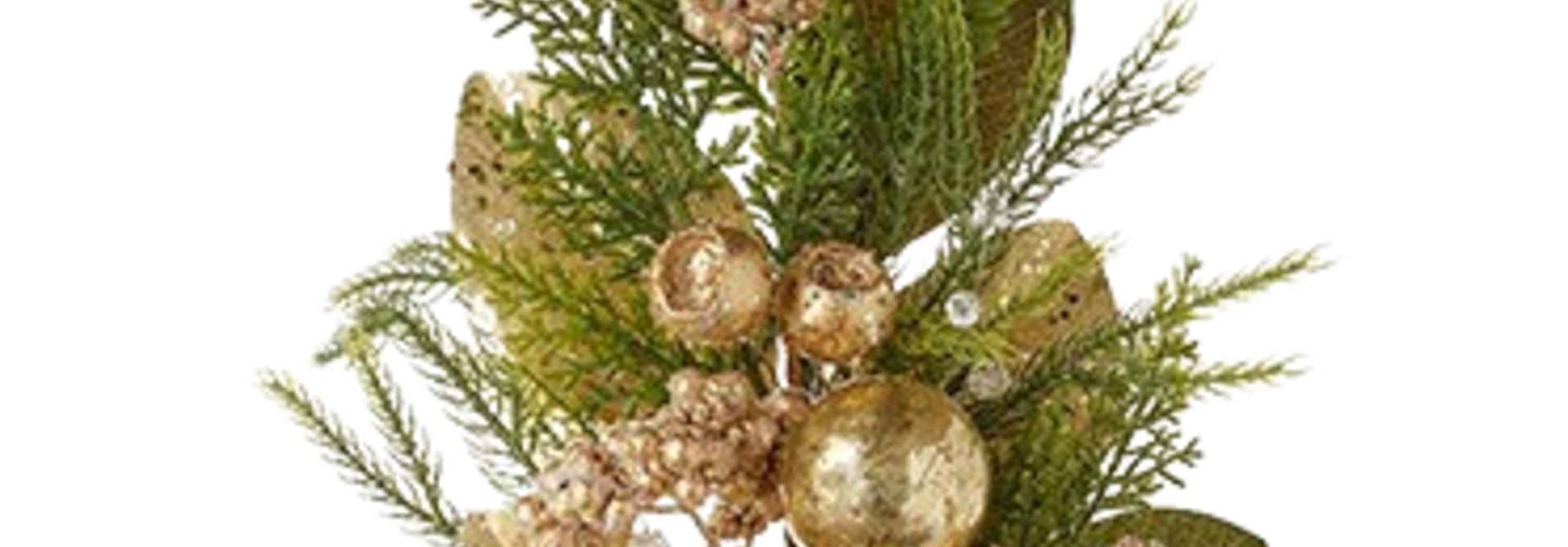 Classic Carols | The Holiday Floral Collection, Evergreen & Gold - 30 Inch