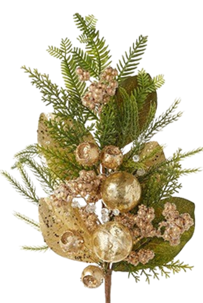 Classic Carols | The Holiday Floral Collection, Evergreen & Gold - 30 Inch
