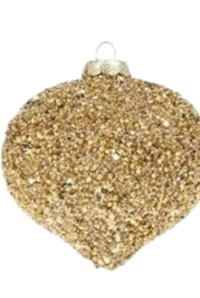 Beaded Onion | The Holiday Ornament Collection, Gold - 4 Inch x 4 Inch x 4 Inch