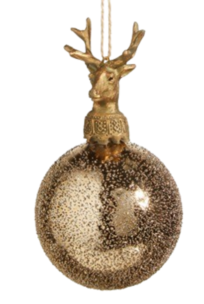 Santa's Stag | The Holiday Ornament Collection, Gold - 3 Inch x 3 Inch x 6 Inch