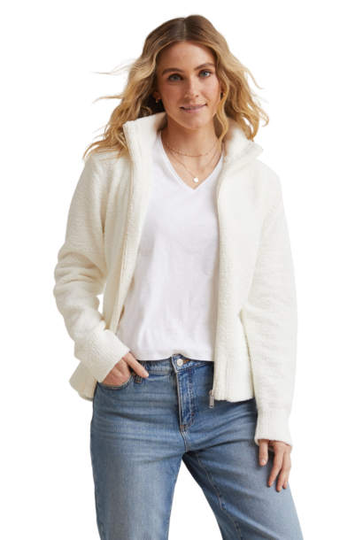 Full Zip Sport Jacket | The Women's Cozy Apparel Collection, Creme -
