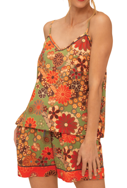 70s Kaleidoscope Floral | The Pyjamas Collection, Sage -